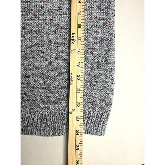 Talbots Women's Sweater Gray with Shades of Blue /Pink Roll Neck  Size Medium - Picture 15 of 16